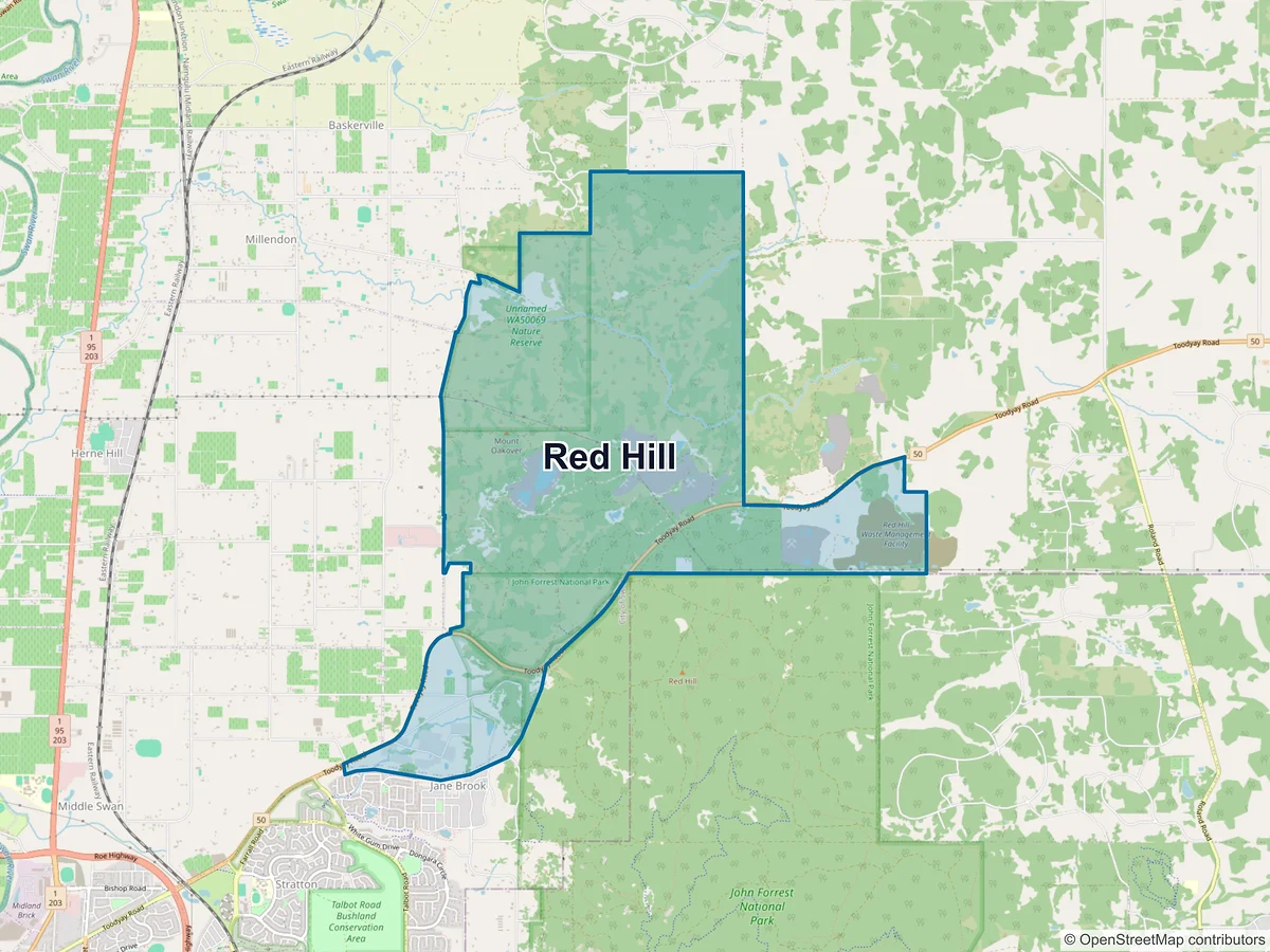 Map of Red Hill, WA, Australia