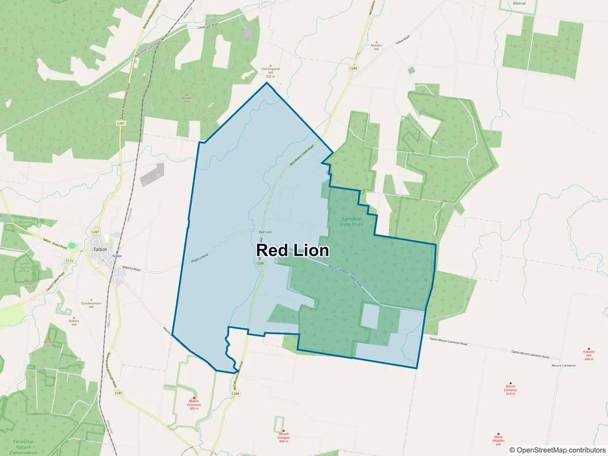 Map of Red Lion, VIC, Australia