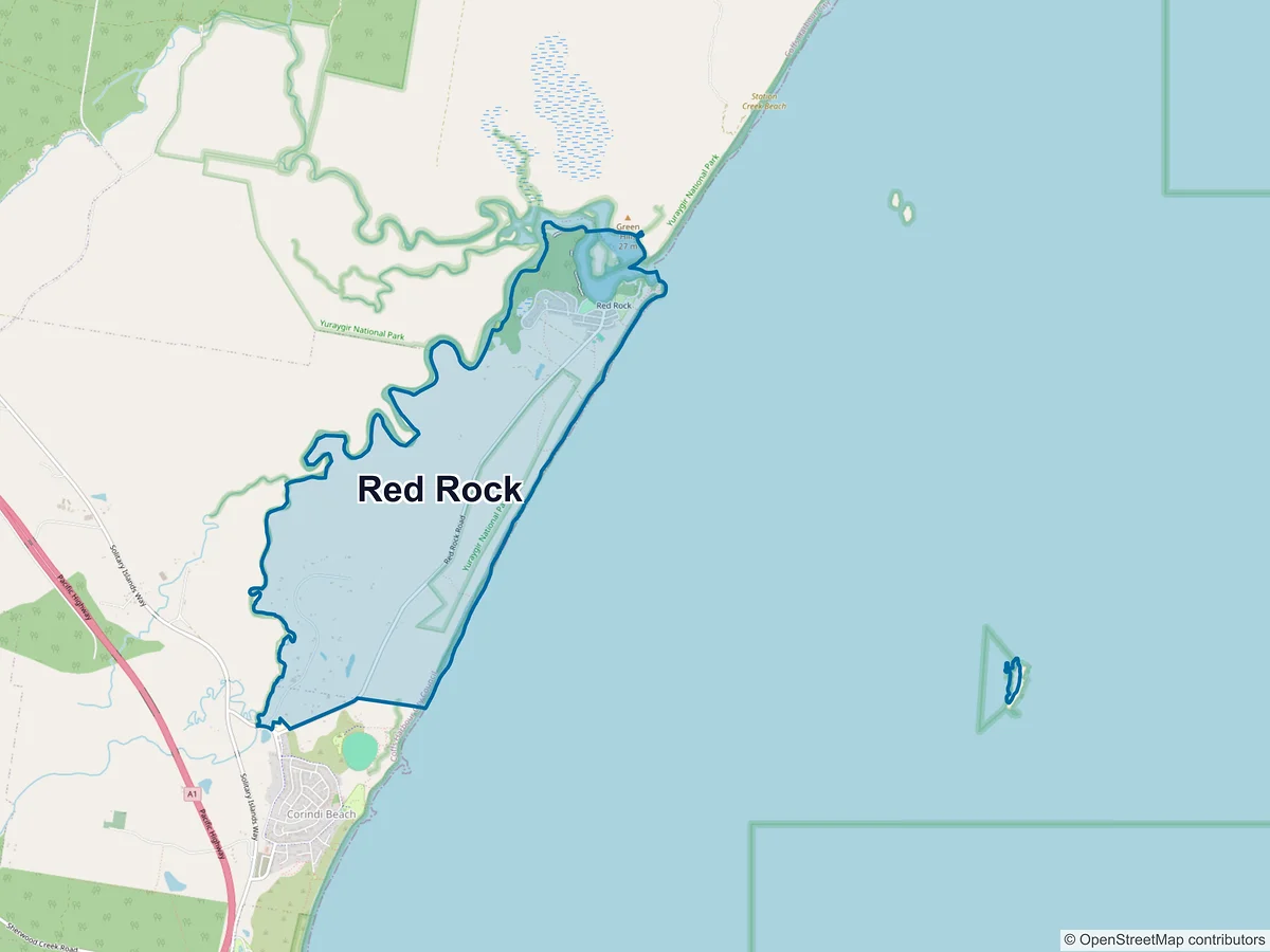 Map of Red Rock, NSW, Australia