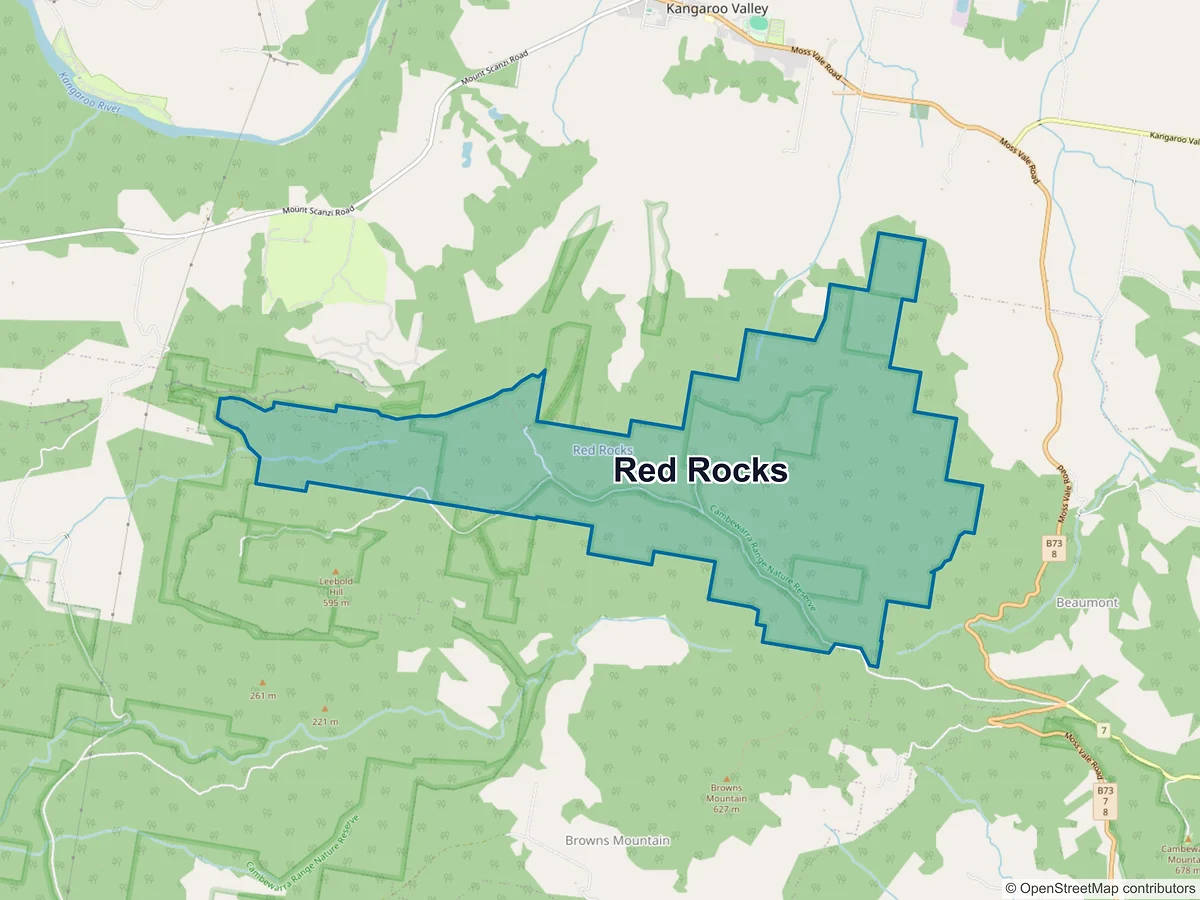 Map of Red Rocks, NSW, Australia