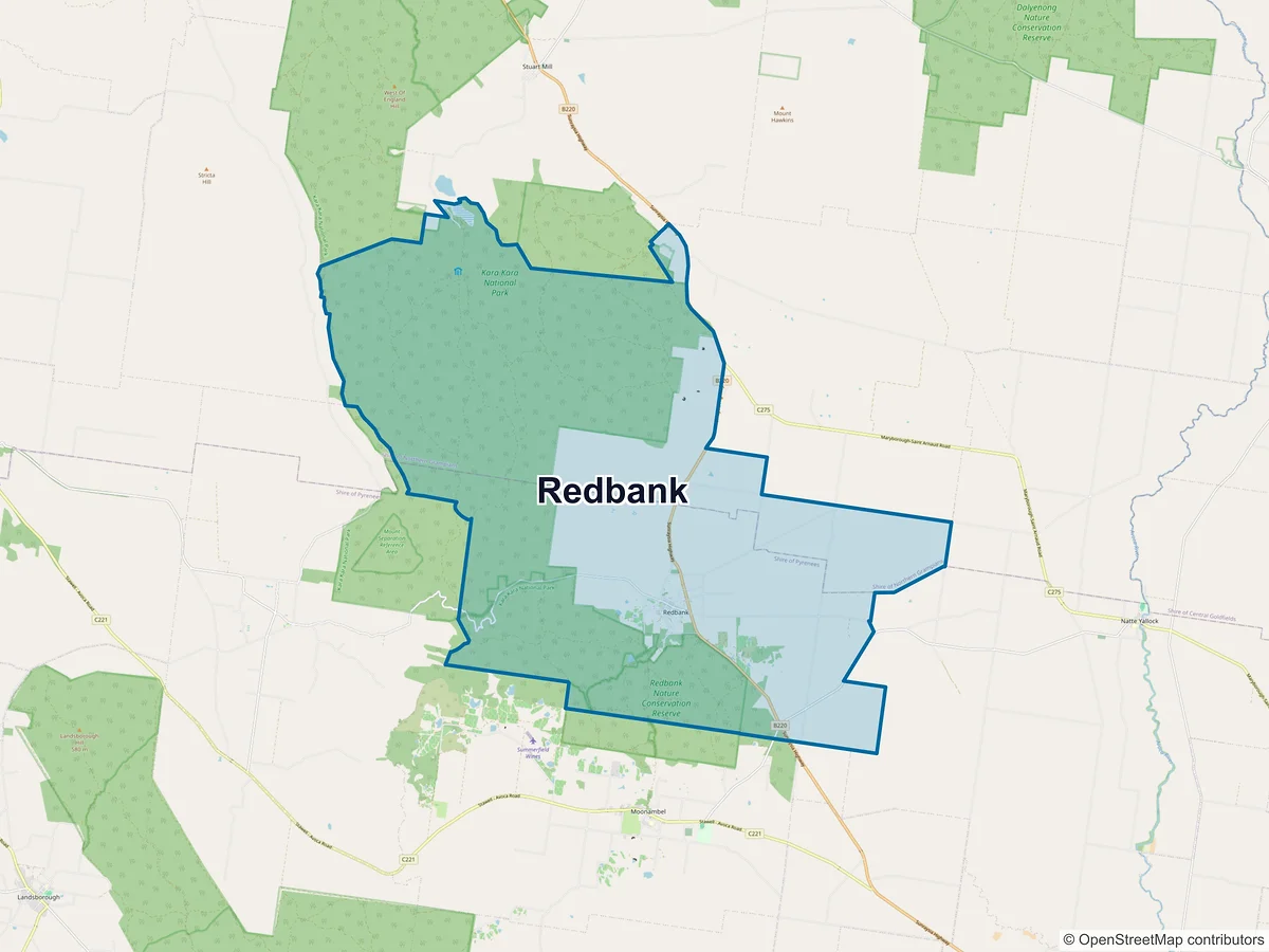 Map of Redbank, VIC, Australia