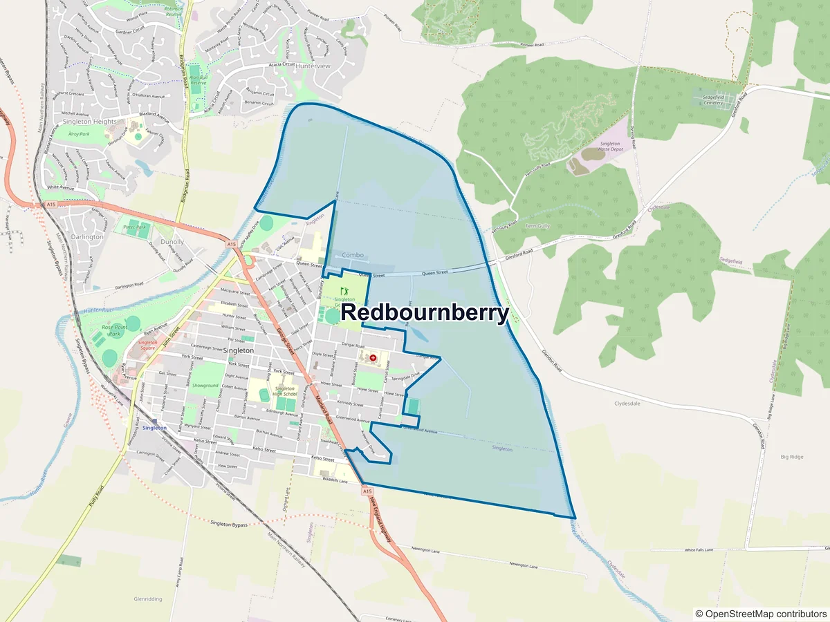 Map of Redbournberry, NSW, Australia