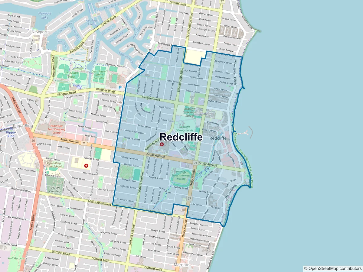 Map of Redcliffe, QLD, Australia