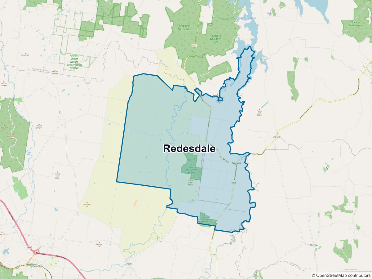 Map of Redesdale, VIC, Australia