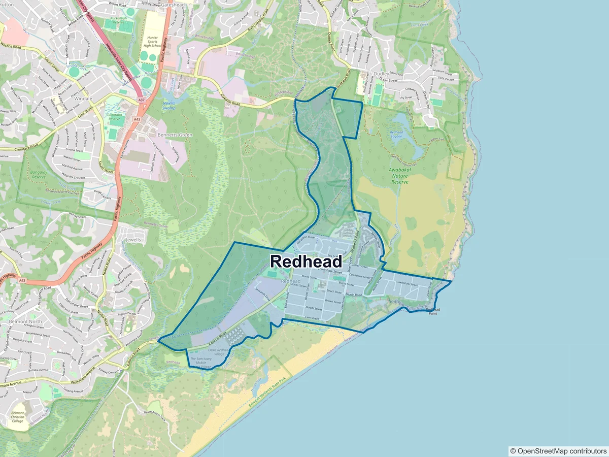 Map of Redhead, NSW, Australia