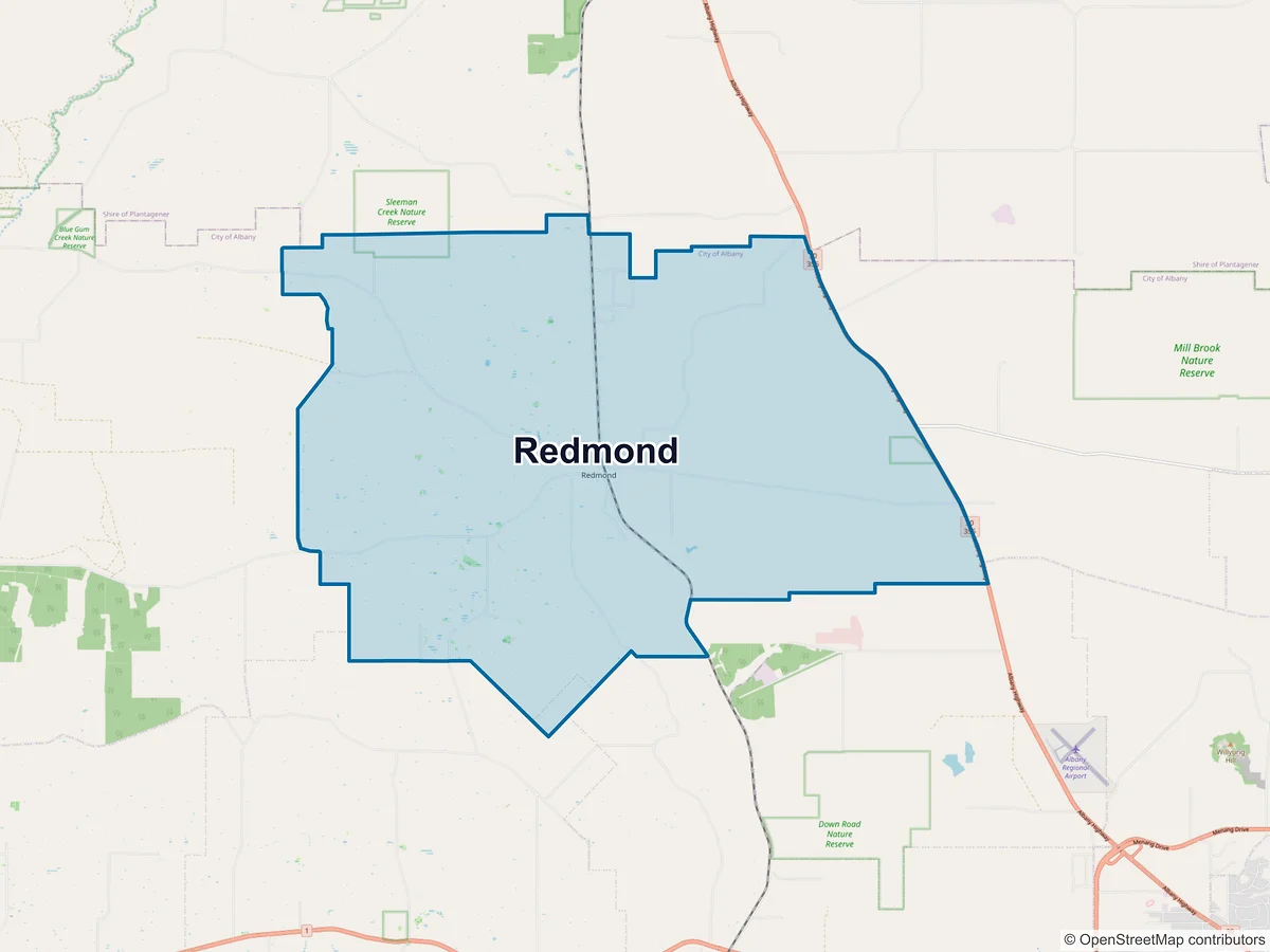 Map of Redmond, WA, Australia