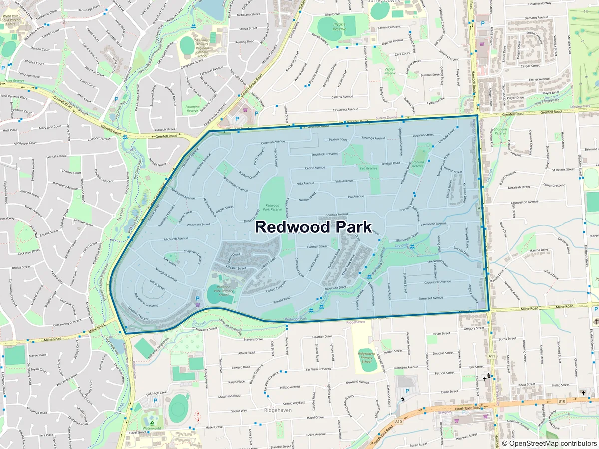 Map of Redwood Park, SA, Australia