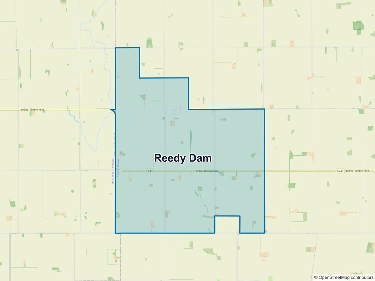 Map of Reedy Dam, VIC, Australia
