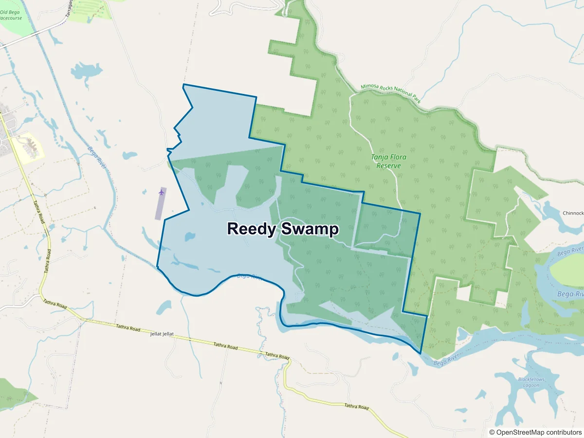 Map of Reedy Swamp, NSW, Australia