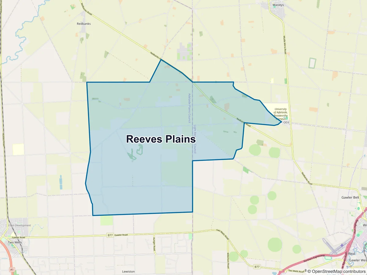 Map of Reeves Plains, SA, Australia