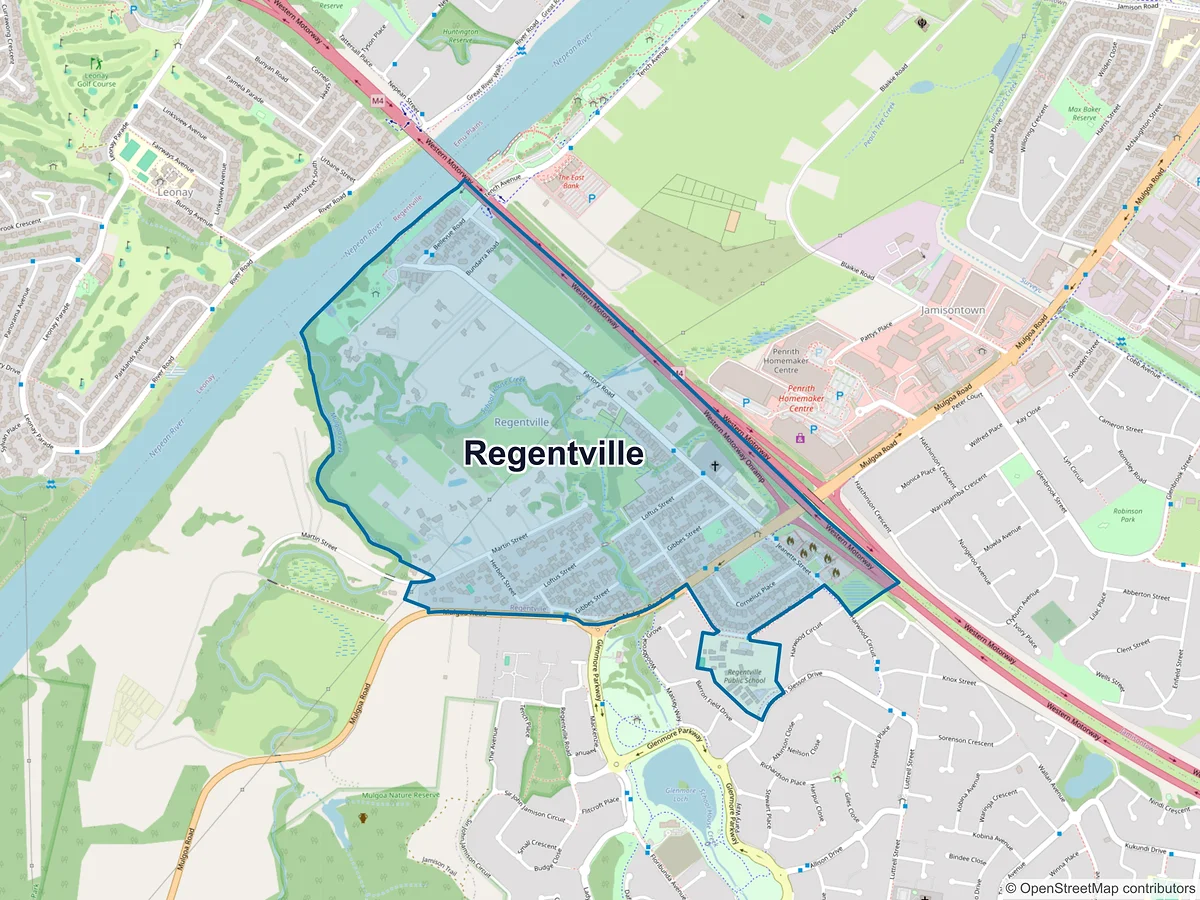 Map of Regentville, NSW, Australia