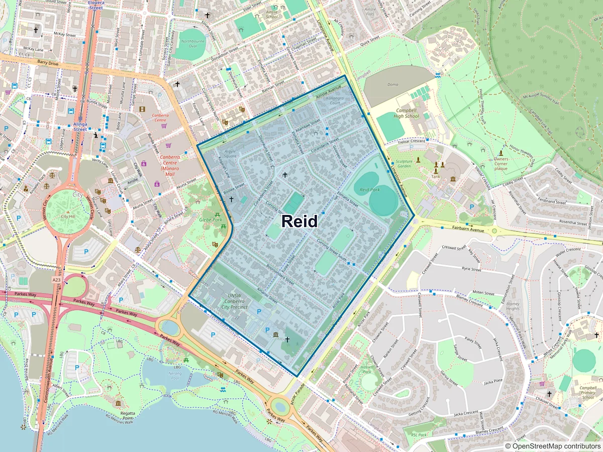 Map of Reid, ACT, Australia