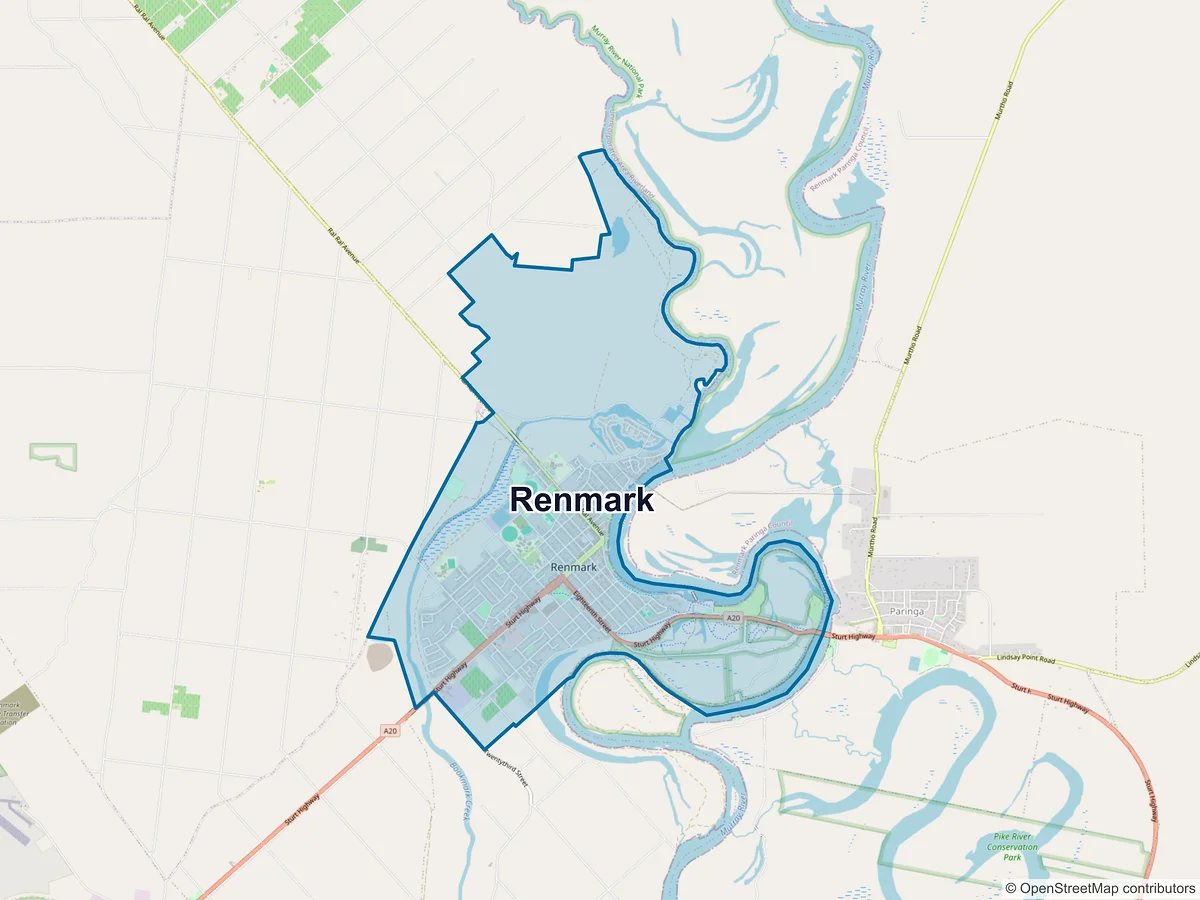 Map of Renmark, SA, Australia