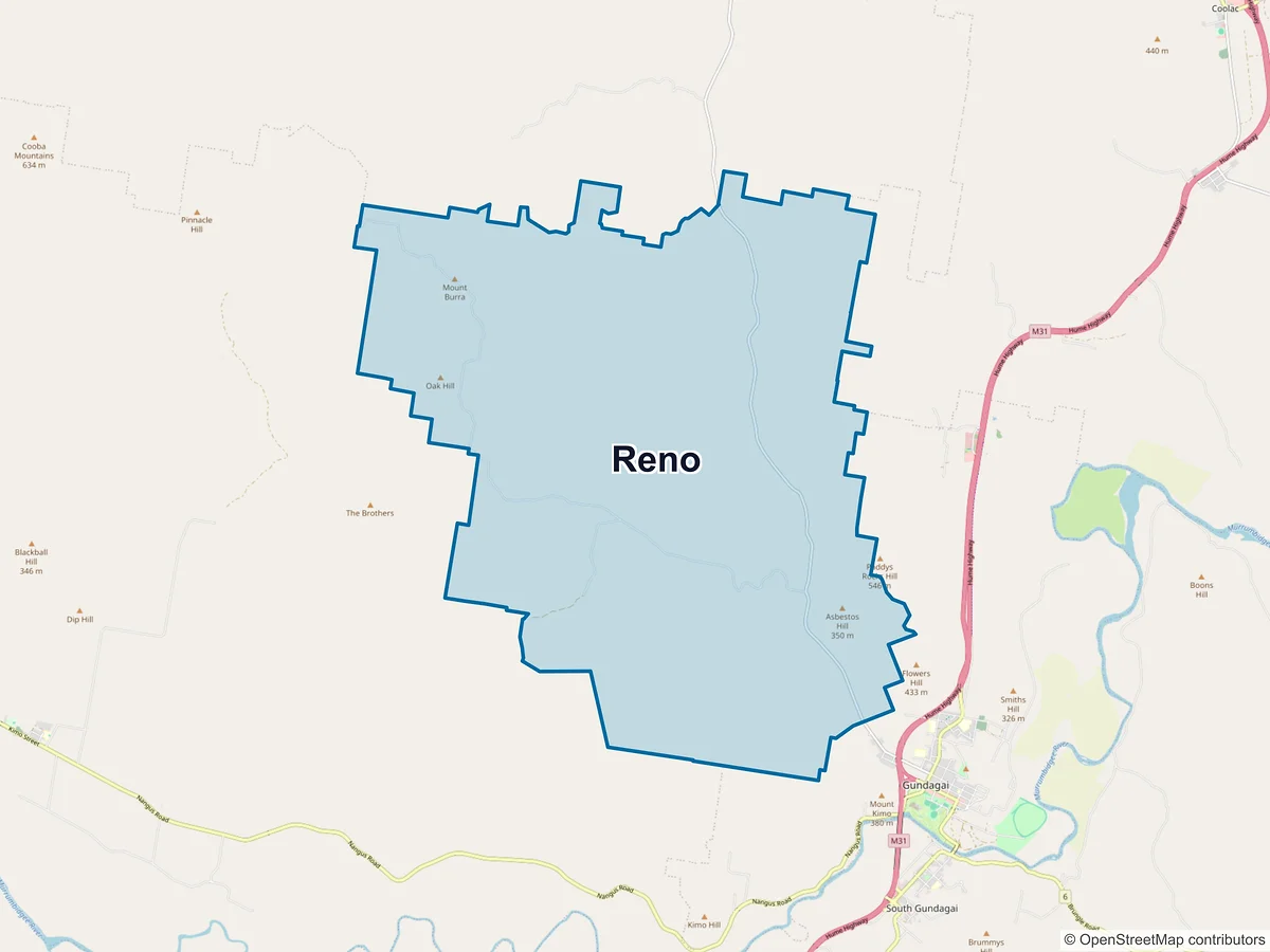 Map of Reno, NSW, Australia