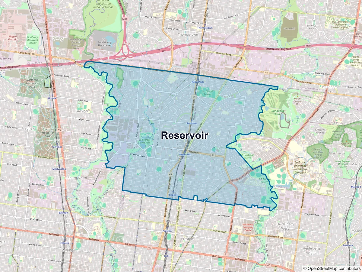 Map of Reservoir, VIC, Australia