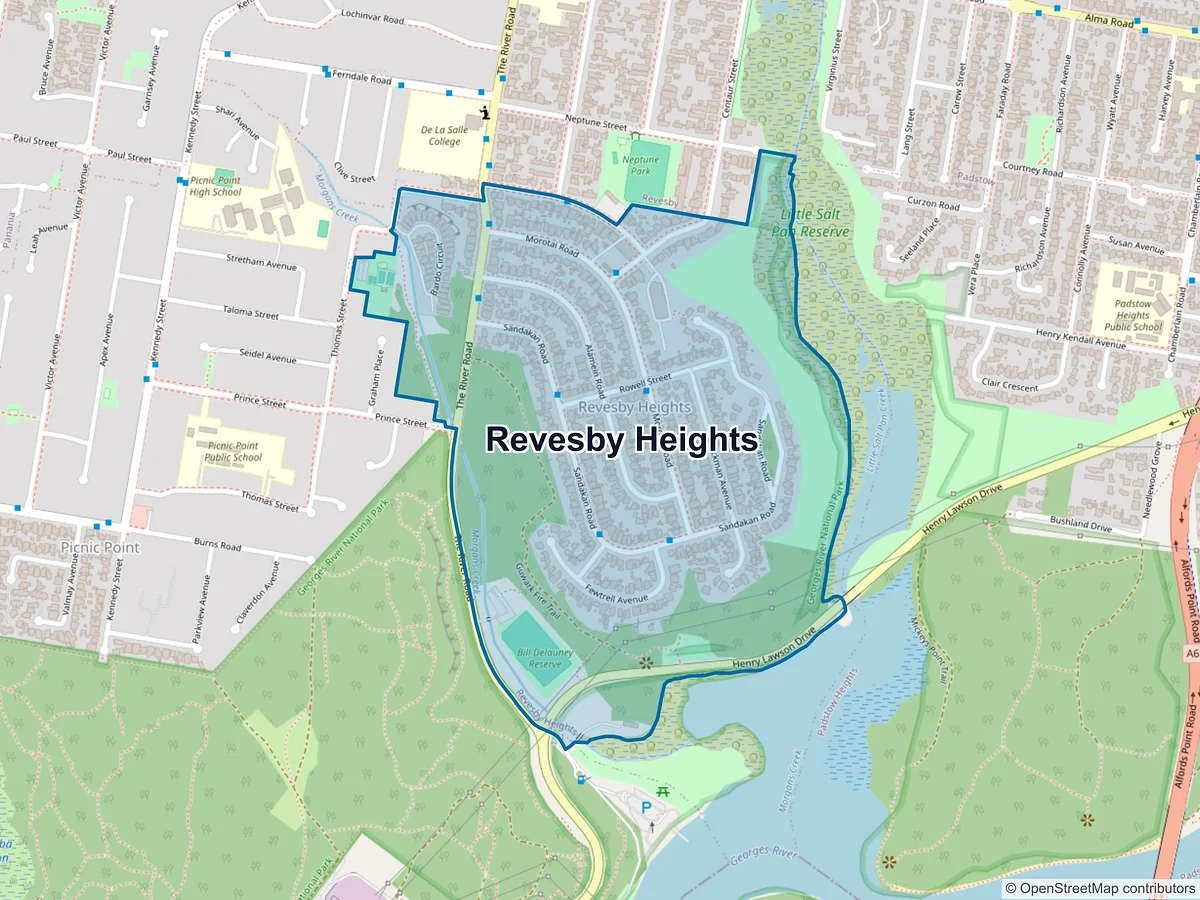 Map of Revesby Heights, NSW, Australia