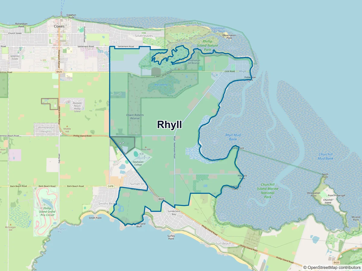 Map of Rhyll, VIC, Australia