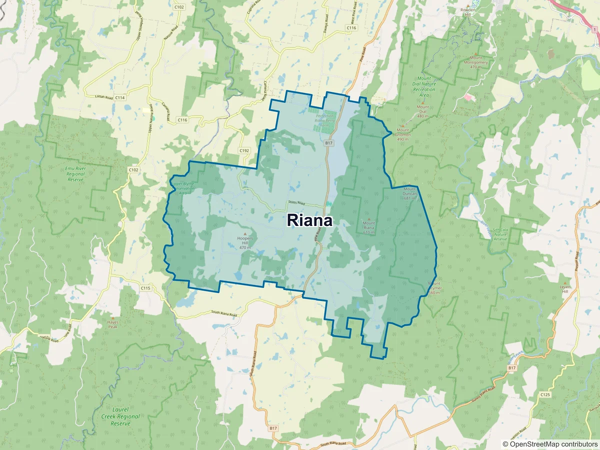 Map of Riana, TAS, Australia
