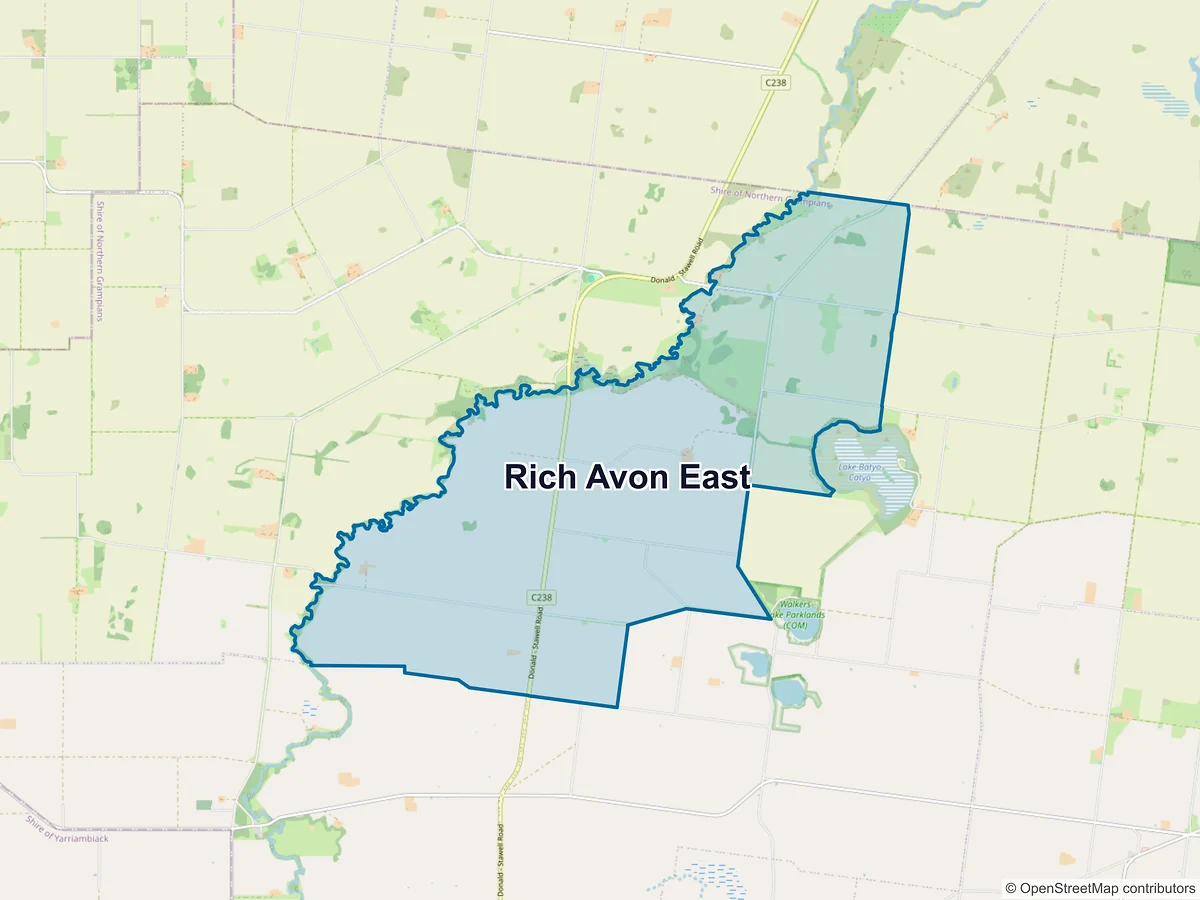 Map of Rich Avon East, VIC, Australia