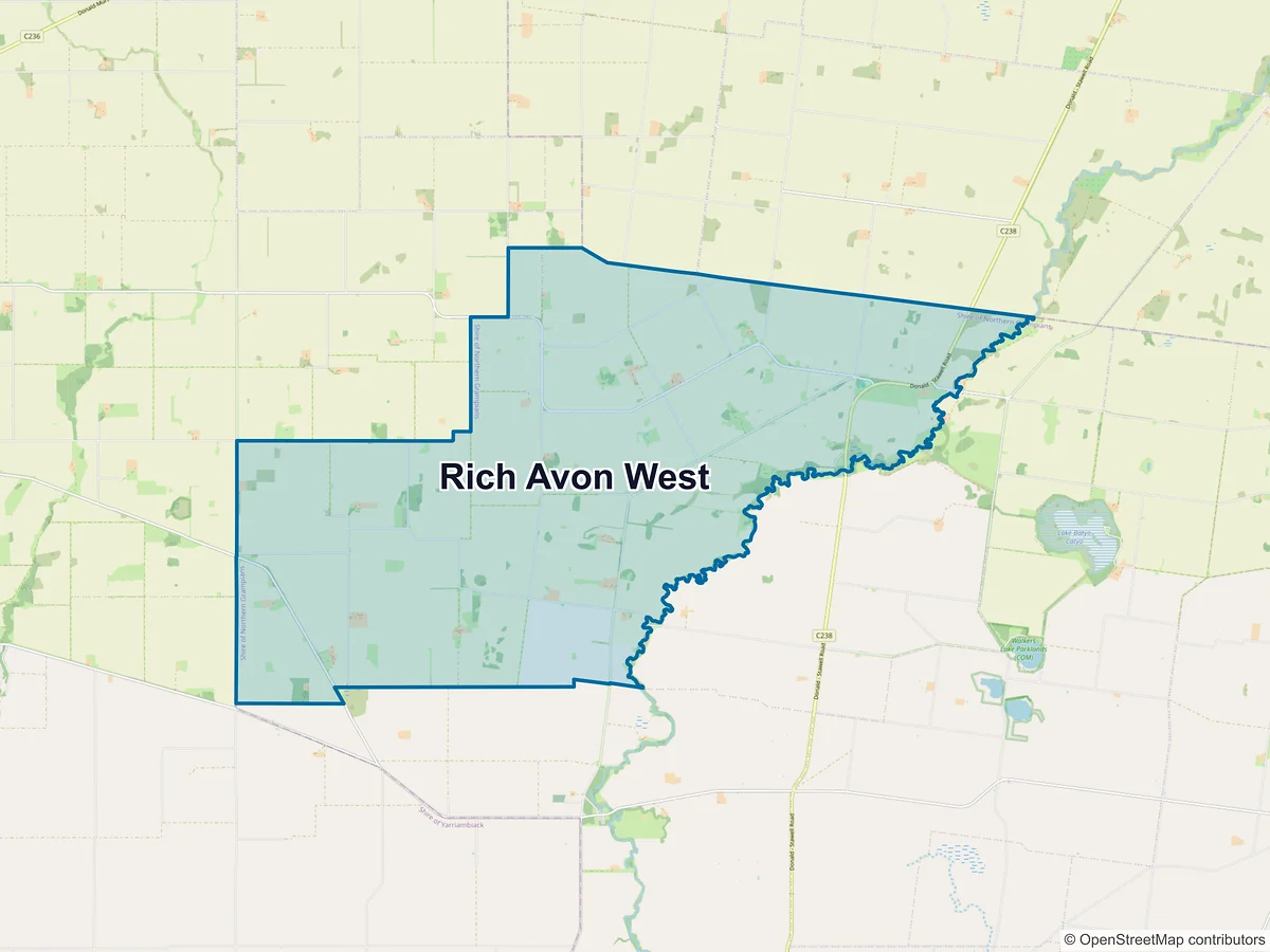 Map of Rich Avon West, VIC, Australia