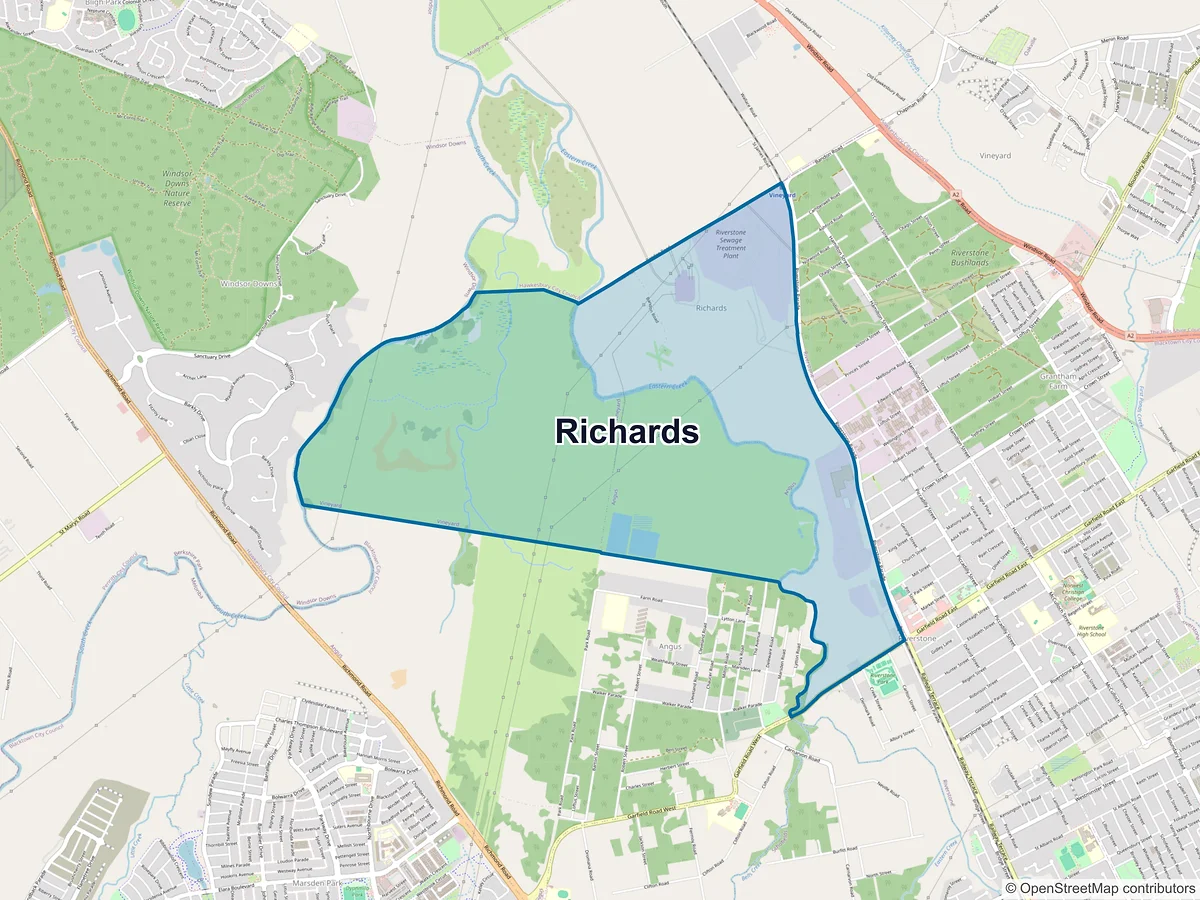Map of Richards, NSW, Australia