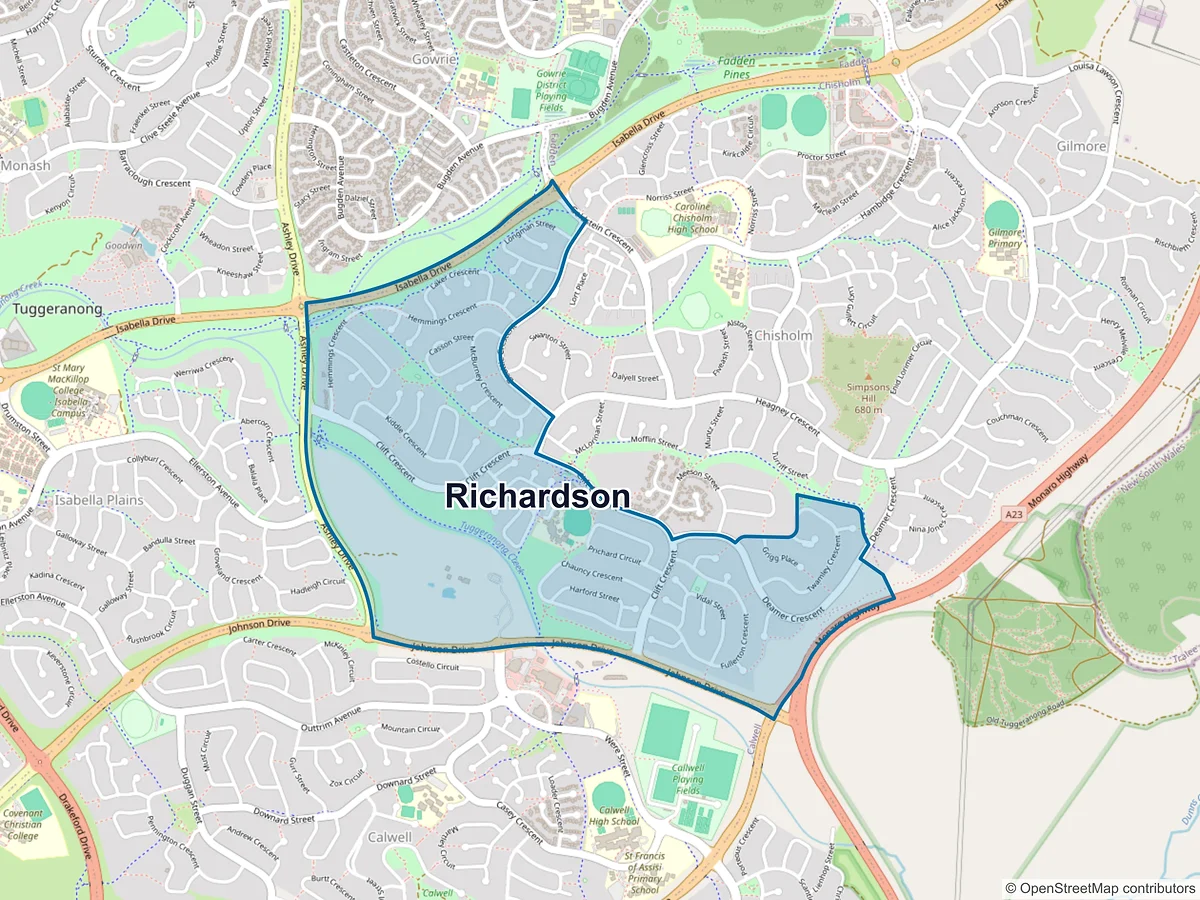Map of Richardson, ACT, Australia