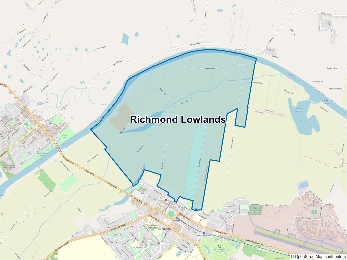 Map of Richmond Lowlands, NSW, Australia