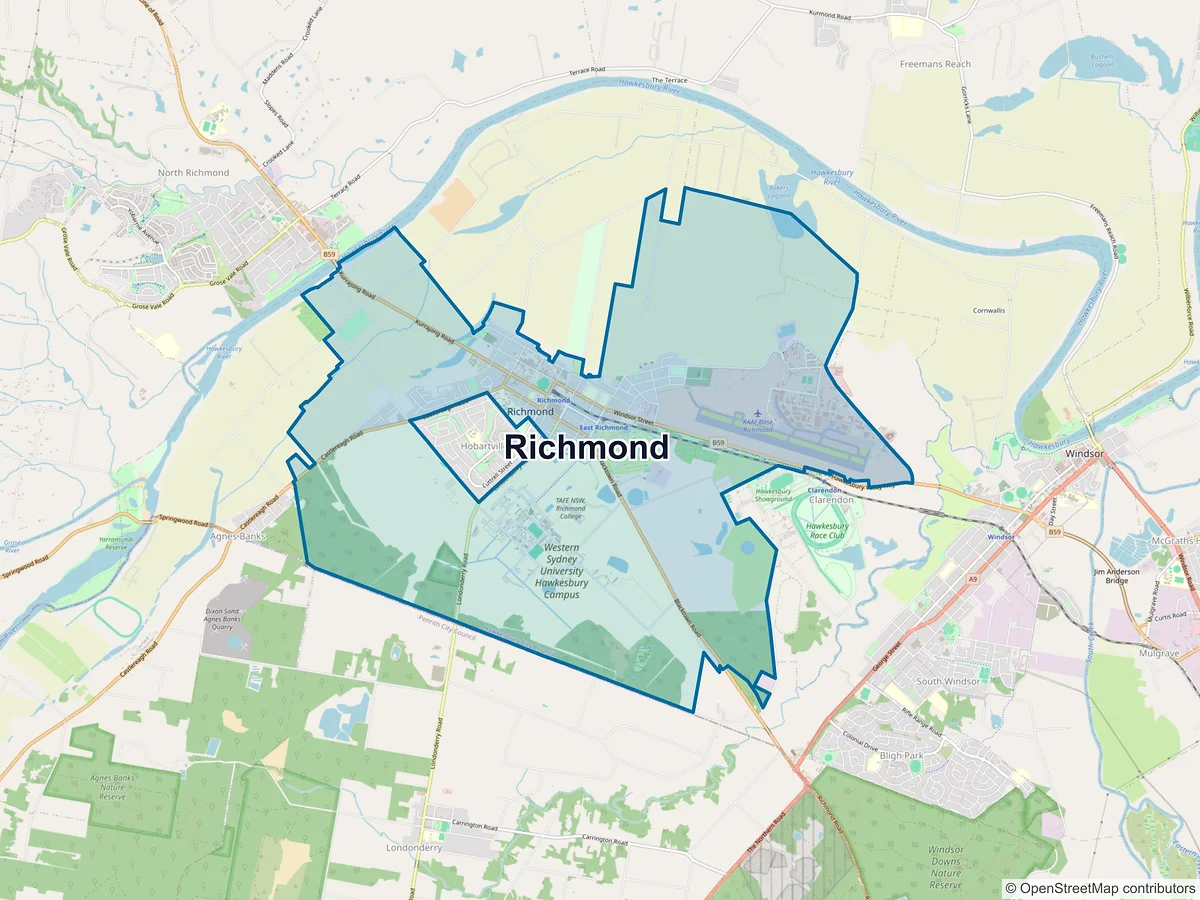Map of Richmond, NSW, Australia