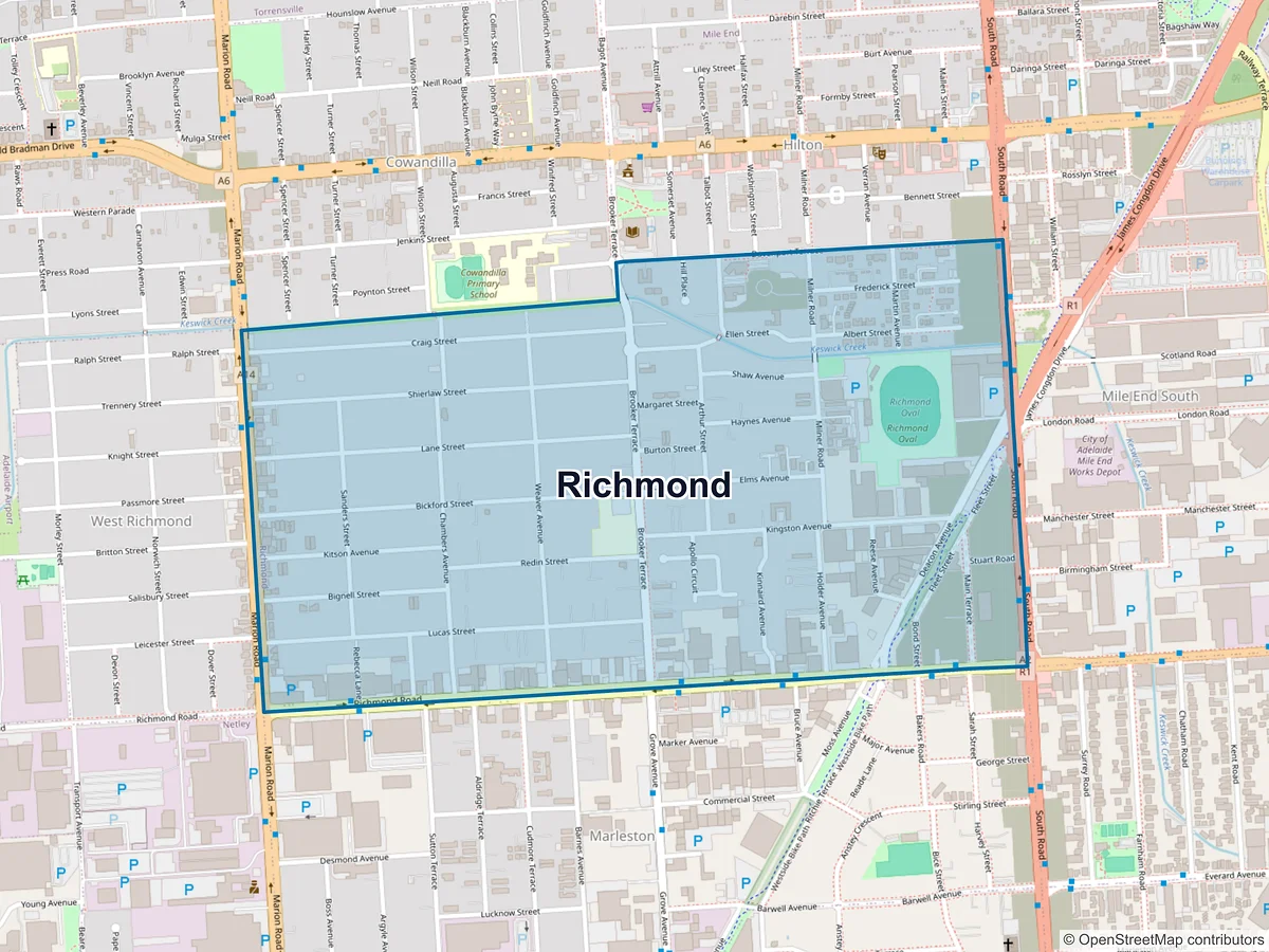 Map of Richmond, SA, Australia