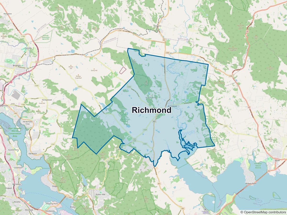 Map of Richmond, TAS, Australia