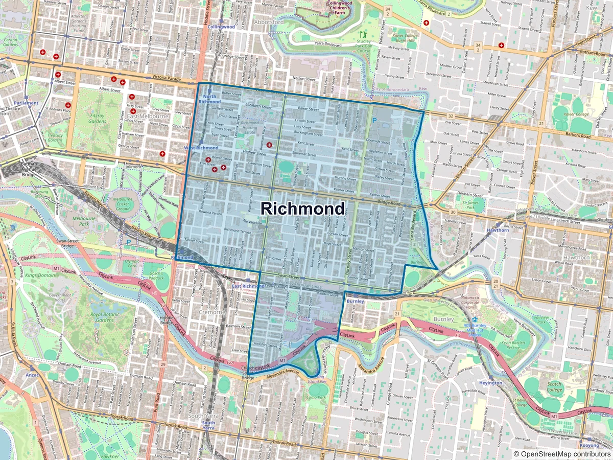 Map of Richmond, VIC, Australia