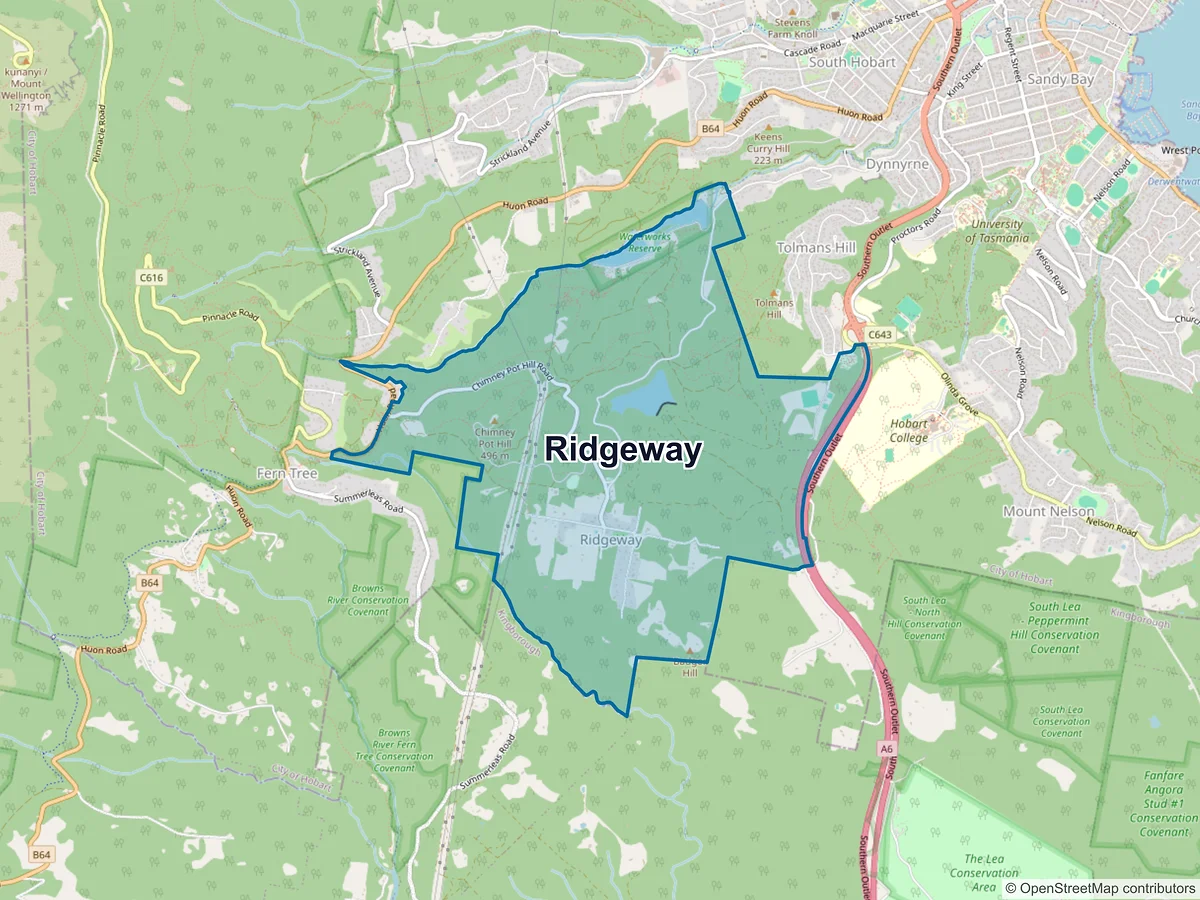 Map of Ridgeway, TAS, Australia