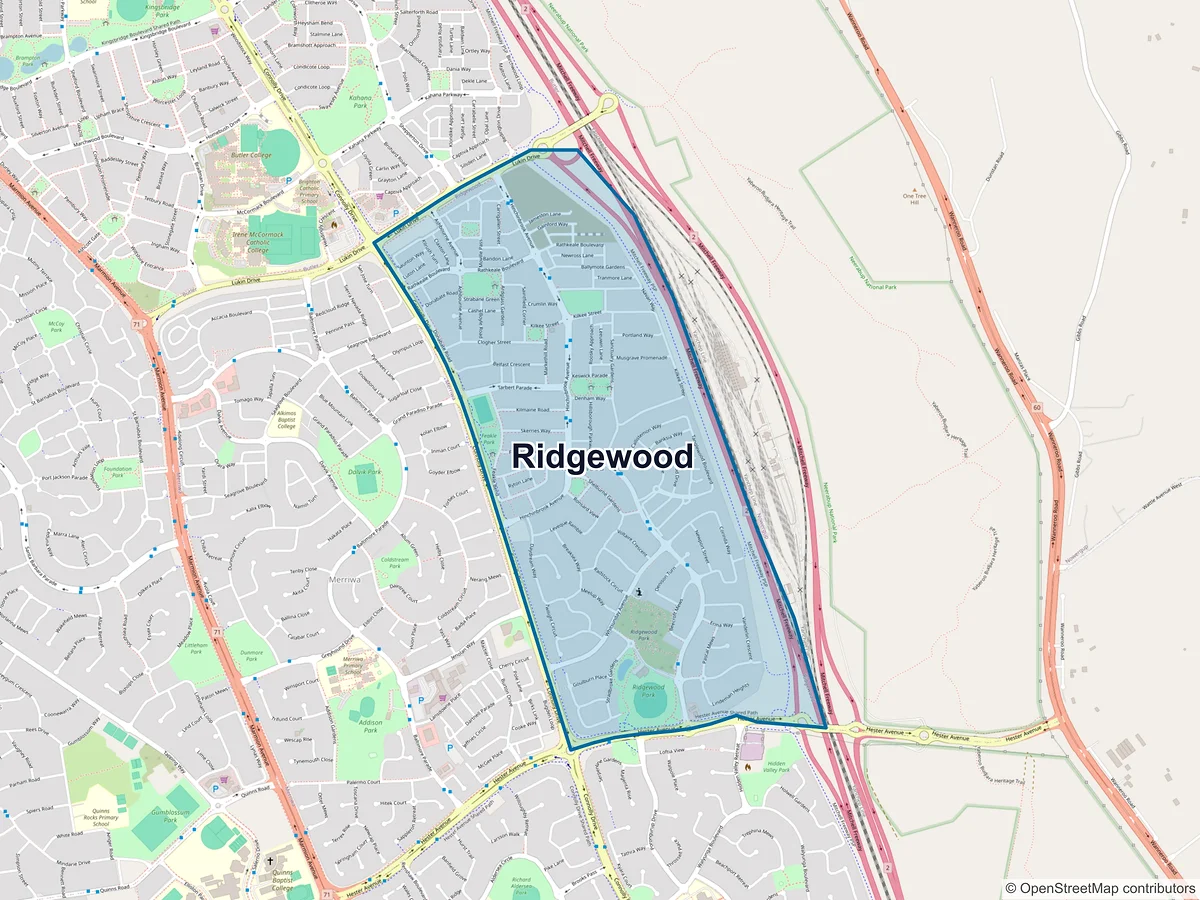 Map of Ridgewood, WA, Australia
