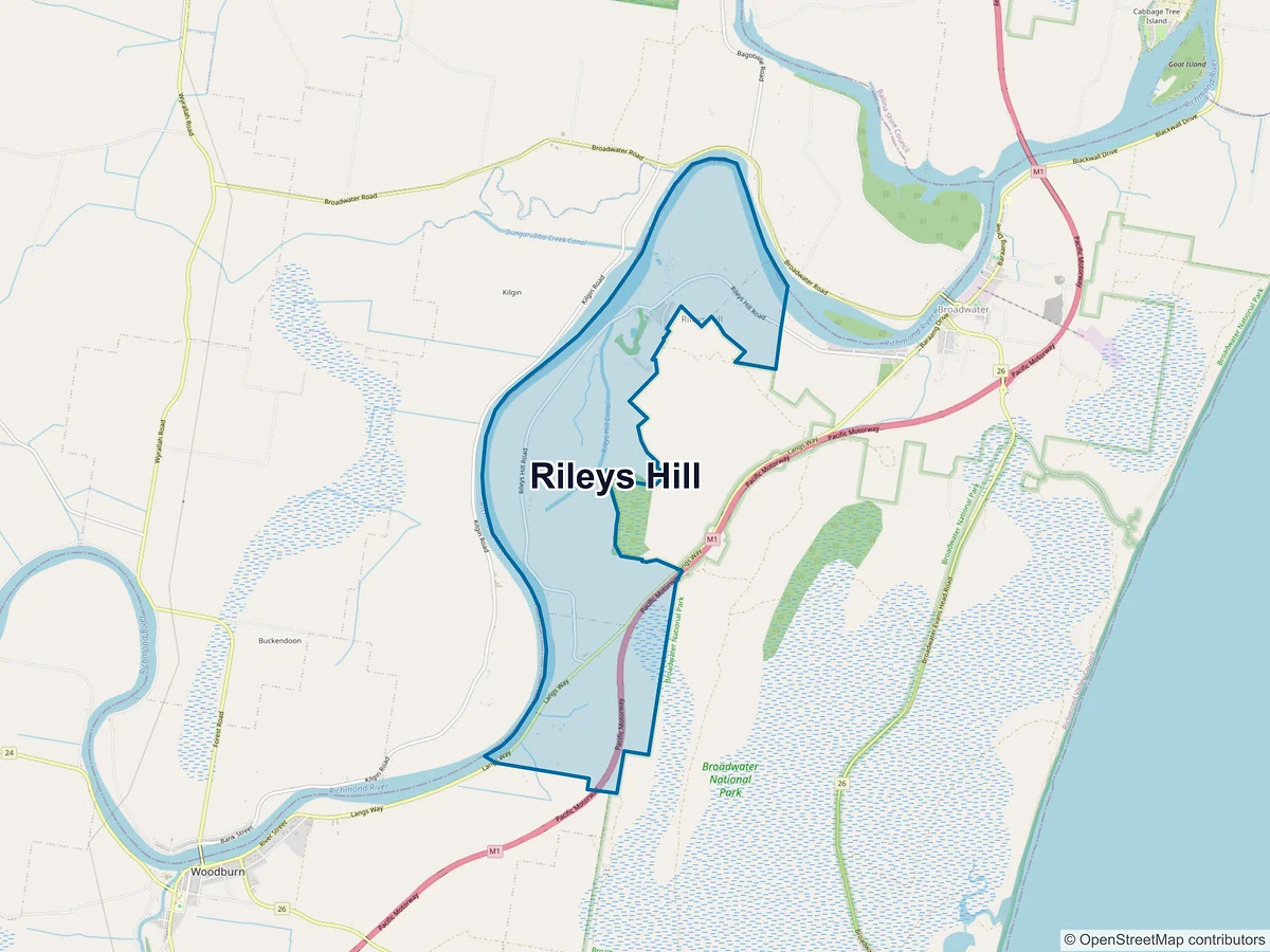 Map of Rileys Hill, NSW, Australia
