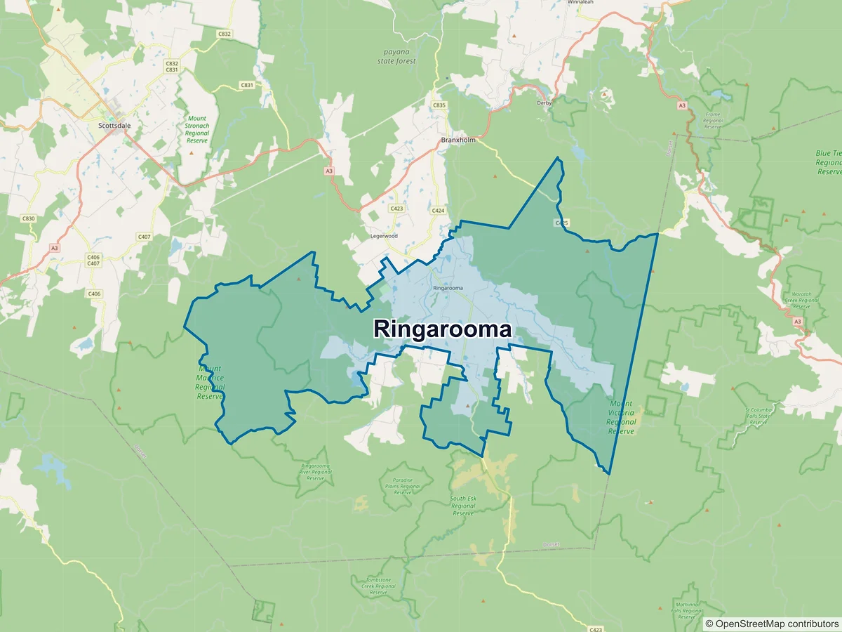 Map of Ringarooma, TAS, Australia