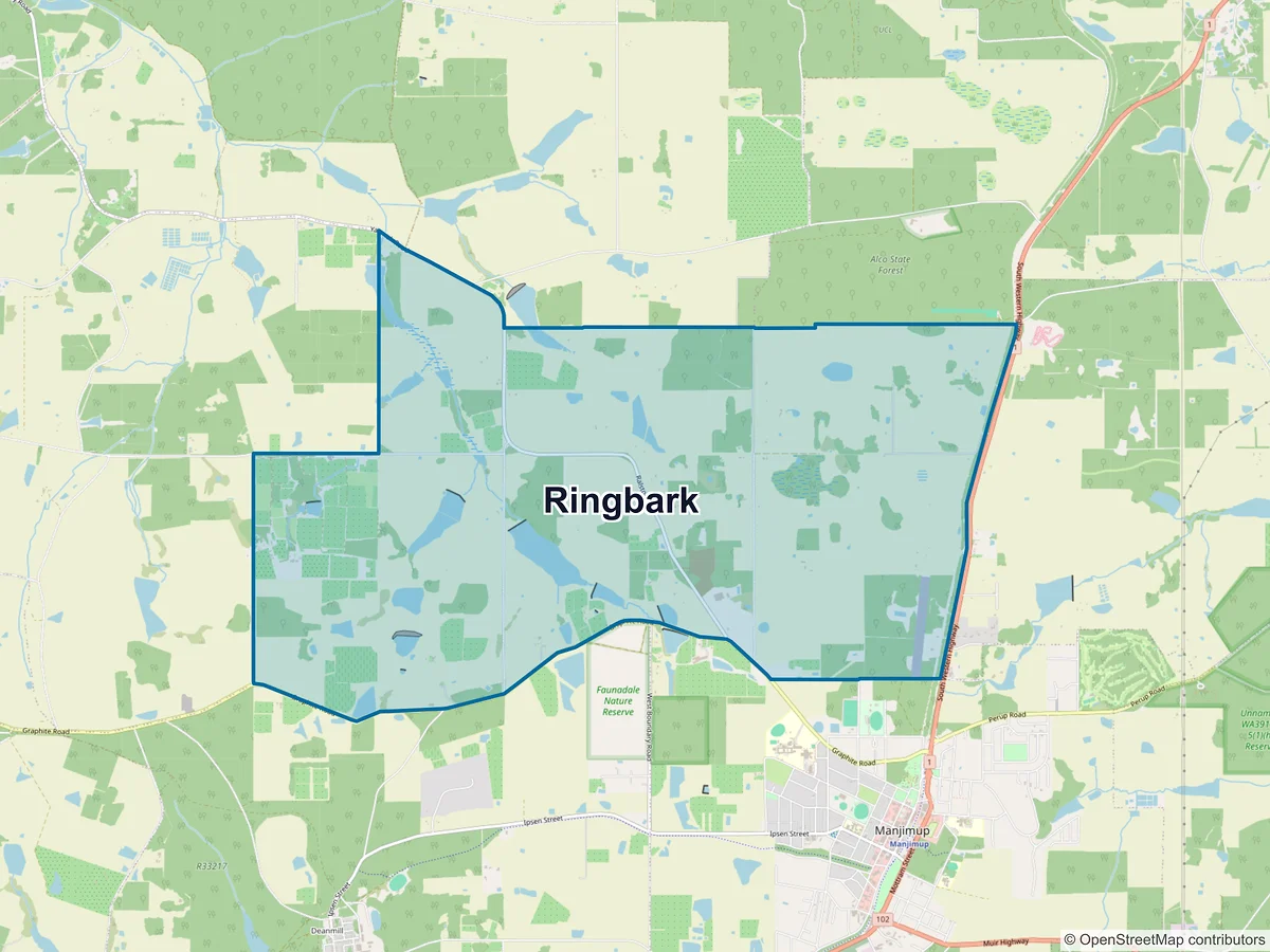 Map of Ringbark, WA, Australia