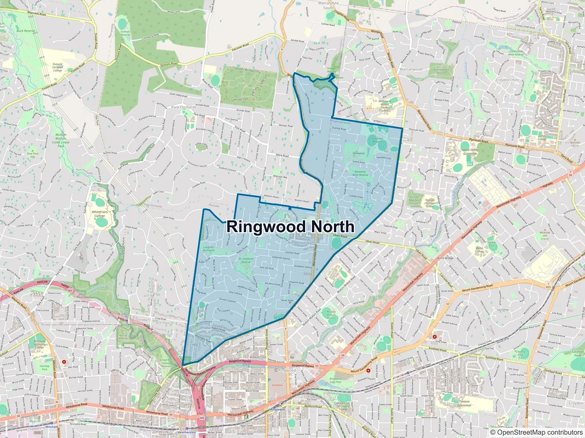 Map of Ringwood North, VIC, Australia