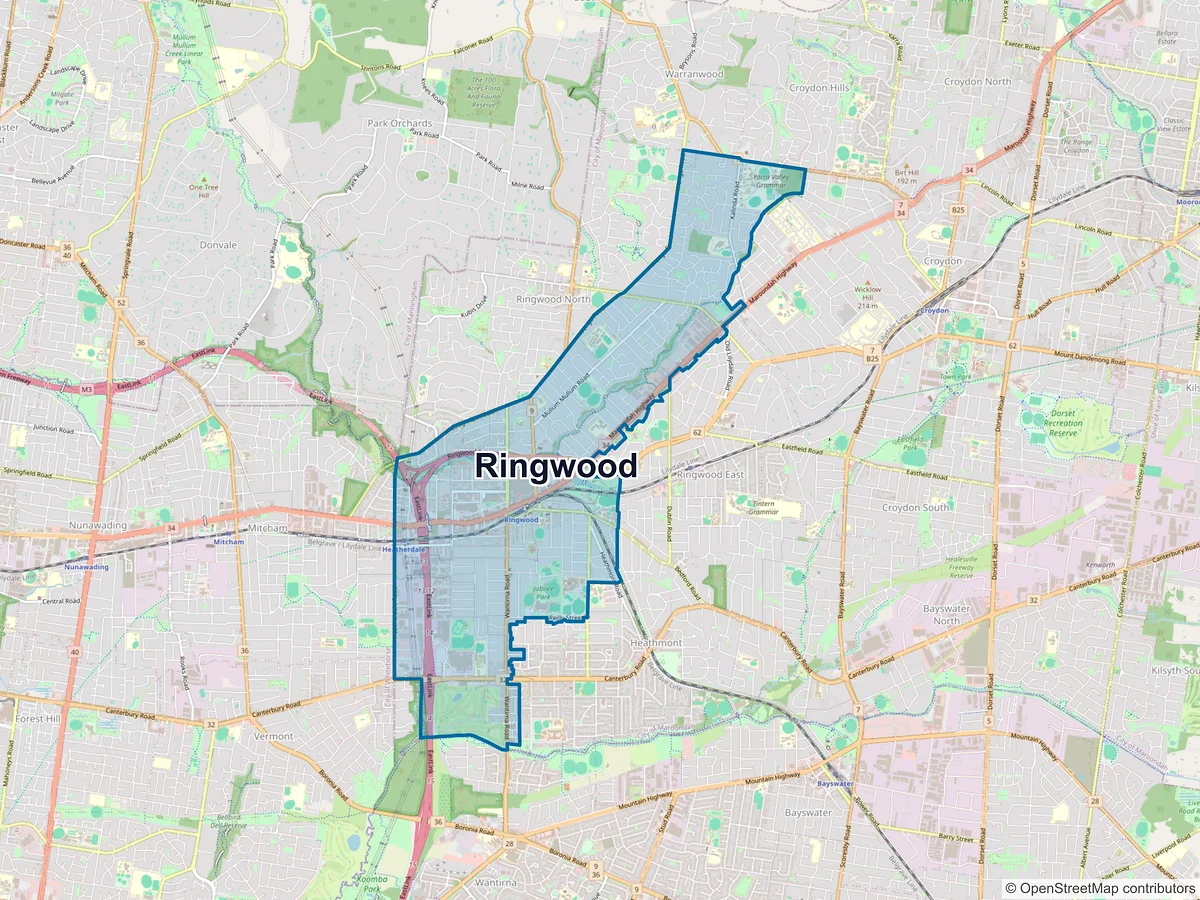 Map of Ringwood, VIC, Australia