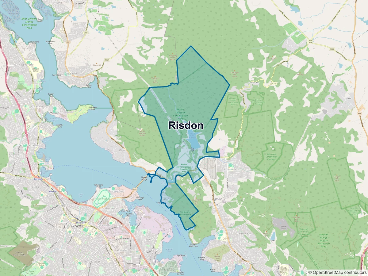 Map of Risdon, TAS, Australia