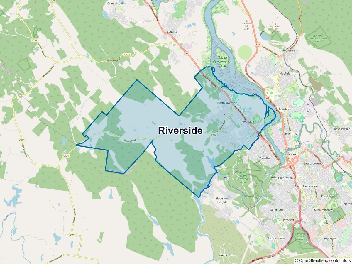 Map of Riverside, TAS, Australia