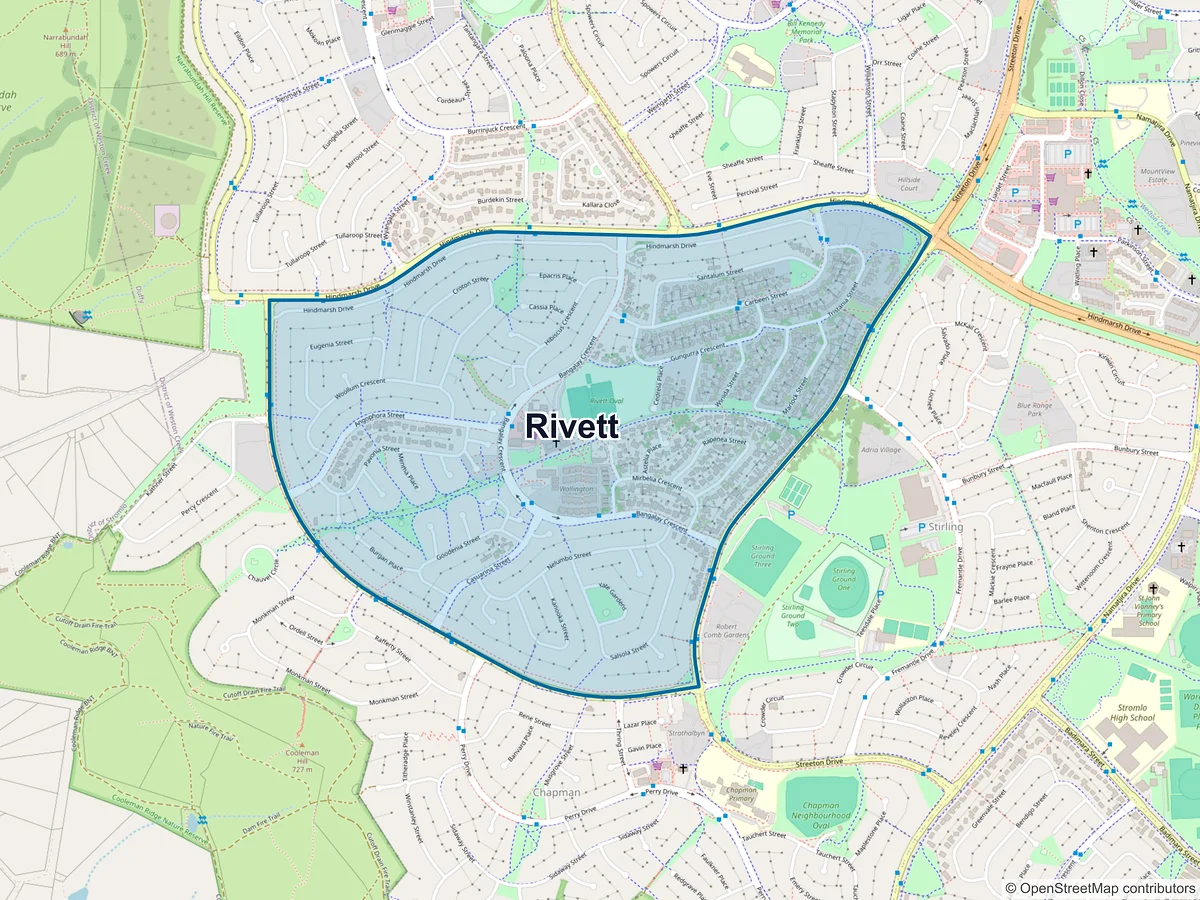 Map of Rivett, ACT, Australia