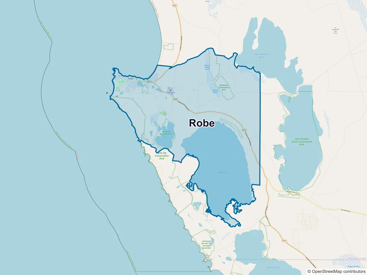 Map of Robe, SA, Australia