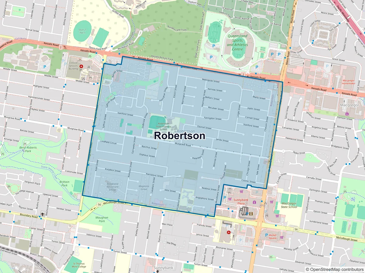 Map of Robertson, QLD, Australia