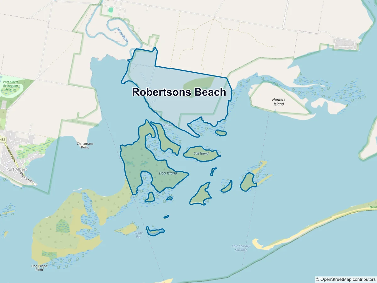 Map of Robertsons Beach, VIC, Australia
