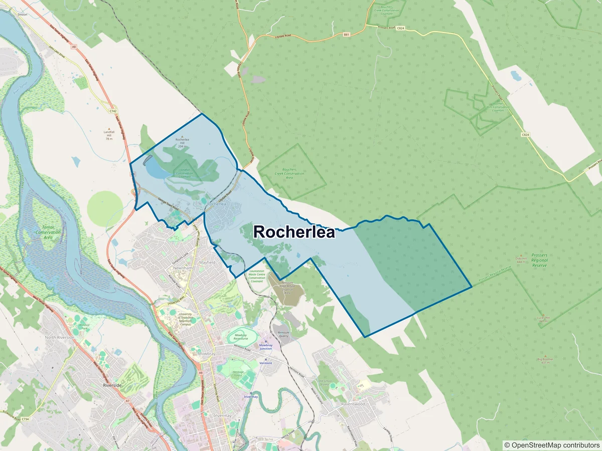 Map of Rocherlea, TAS, Australia