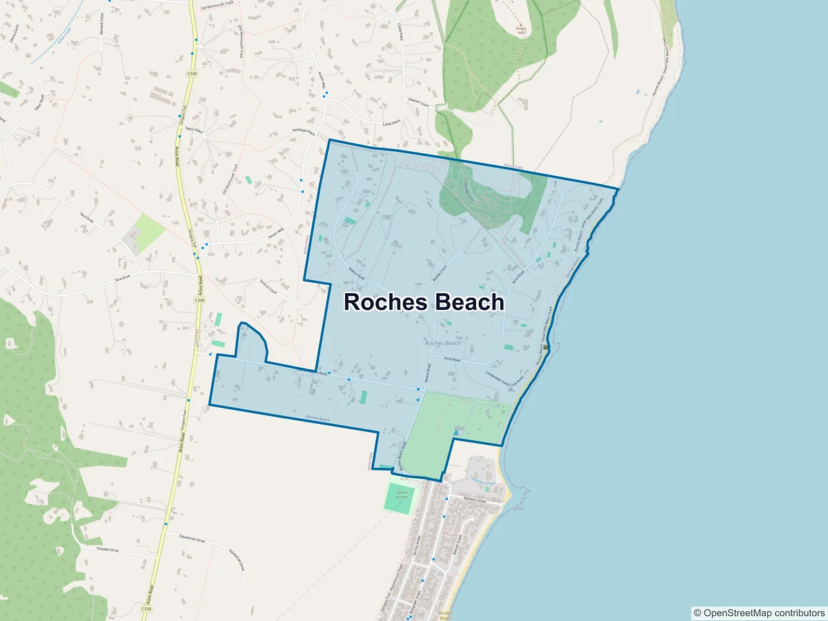 Map of Roches Beach, TAS, Australia