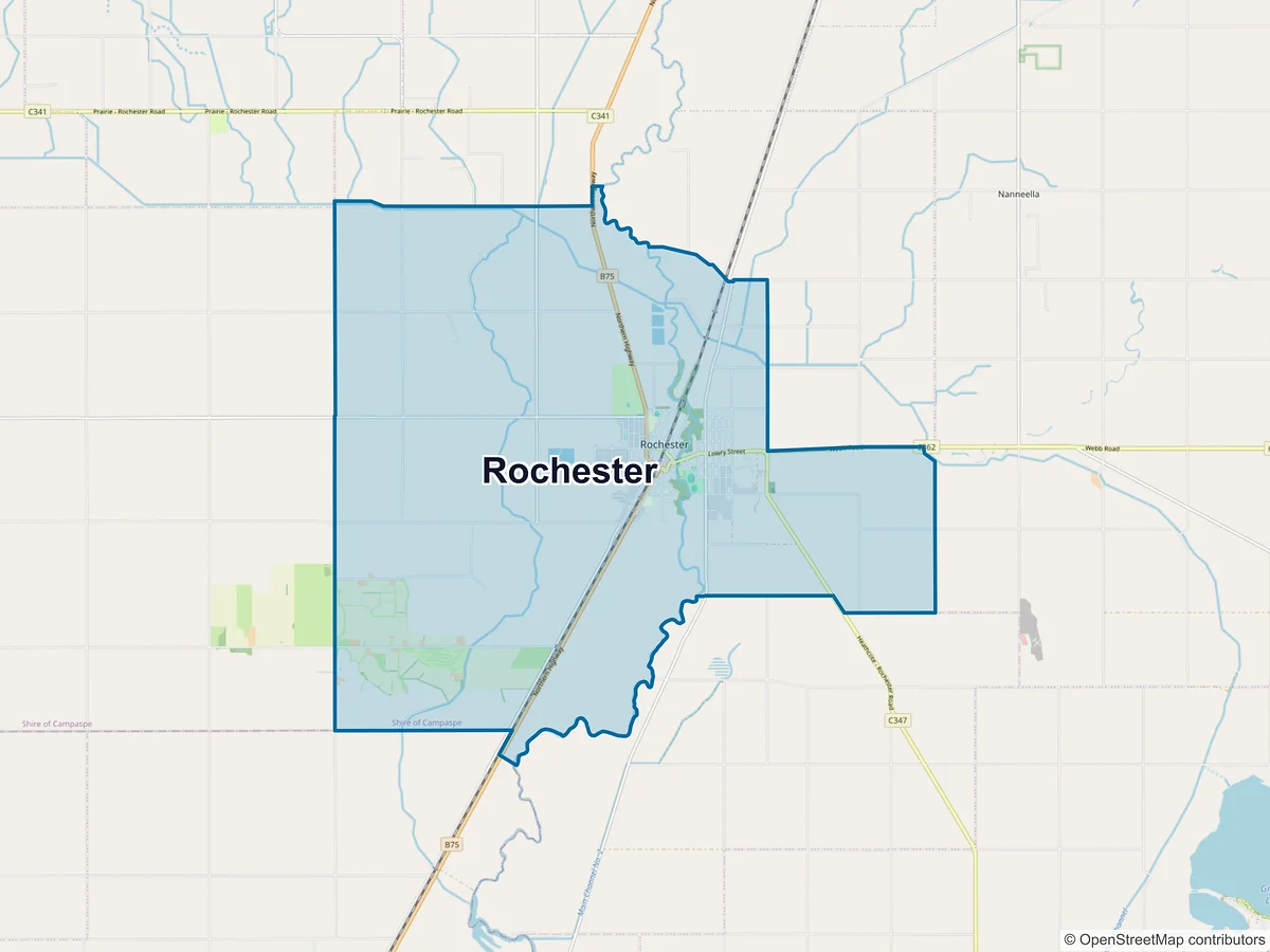 Map of Rochester, VIC, Australia