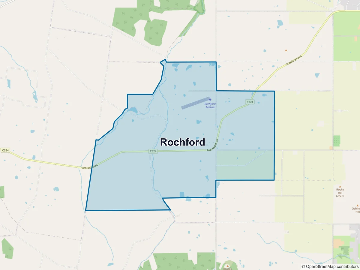 Map of Rochford, VIC, Australia