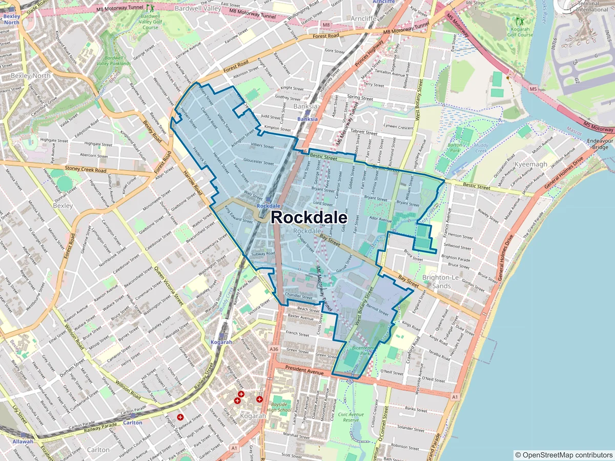 Map of Rockdale, NSW, Australia