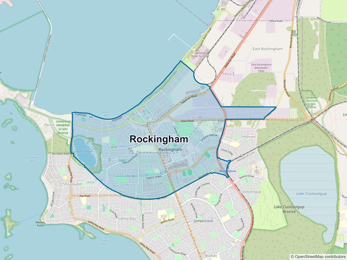 Map of Rockingham, WA, Australia